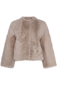 Reversible Collarless Toscana Shearling Lamb Jacket With 3/4 Sleeves