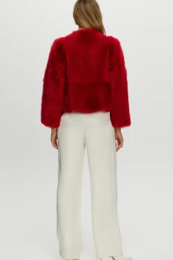 Reversible Collarless Toscana Shearling Lamb Jacket With 3/4 Sleeves