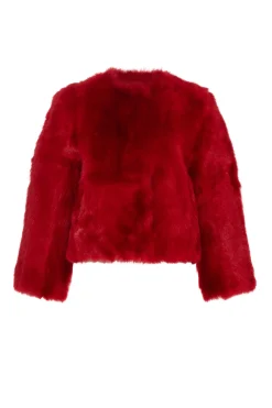 Reversible Collarless Toscana Shearling Lamb Jacket With 3/4 Sleeves