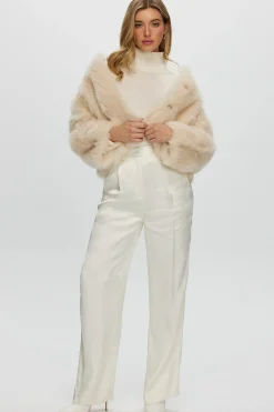 Reversible Collarless Toscana Shearling Lamb Jacket With 3/4 Sleeves