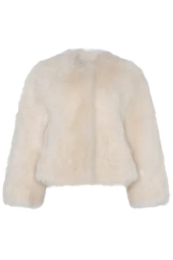 Reversible Collarless Toscana Shearling Lamb Jacket With 3/4 Sleeves