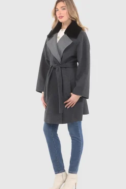 Reversible Loro Piana Wool Stroller With Detachable Select Shearling Lamb Collar, Belt