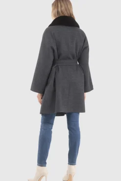 Reversible Loro Piana Wool Stroller With Detachable Select Shearling Lamb Collar, Belt