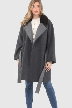 Reversible Loro Piana Wool Stroller With Detachable Select Shearling Lamb Collar, Belt