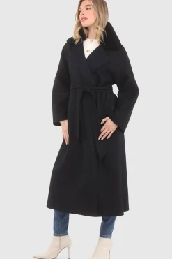 Reversible Loro Piana Wool Coat With Detachable Select Shearling Lamb Collar, Belt