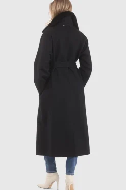 Reversible Loro Piana Wool Coat With Detachable Select Shearling Lamb Collar, Belt