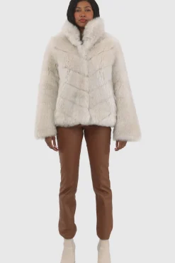 Reversible Merinillo Shearling Lamb Chevron Jacket With Horizontal Bottom