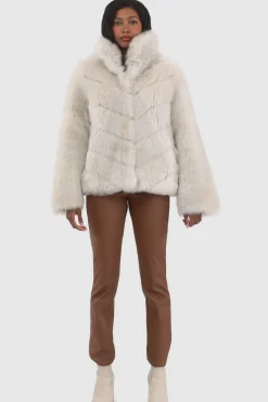 Reversible Merinillo Shearling Lamb Chevron Jacket With Horizontal Bottom