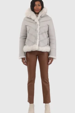 Reversible Merinillo Shearling Lamb Chevron Jacket With Horizontal Bottom