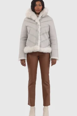Reversible Merinillo Shearling Lamb Chevron Jacket With Horizontal Bottom