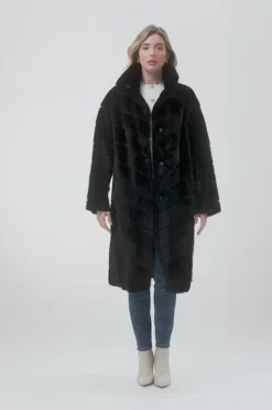 Reversible Merino Shearling Lamb Chevron Short Coat