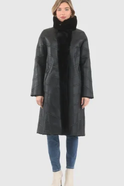 Reversible Merino Shearling Lamb Chevron Short Coat