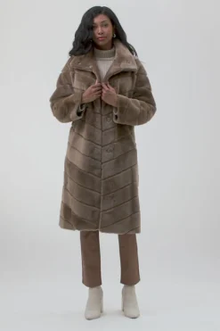 Reversible Merino Shearling Lamb Chevron Short Coat