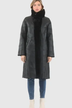 Reversible Merino Shearling Lamb Chevron Short Coat