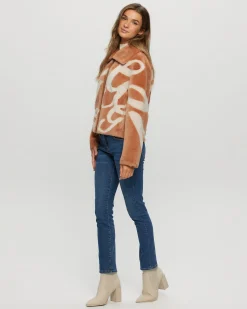 Reversible Merino Shearling Lamb Intarsia Zip Jacket