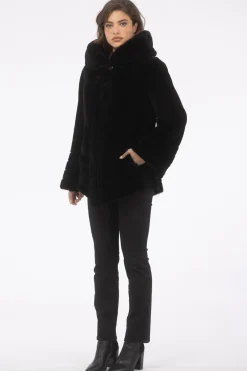 Reversible Merino Shearling Lamb Jacket, Hood
