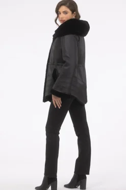 Reversible Merino Shearling Lamb Jacket, Hood