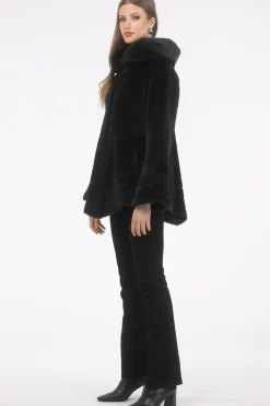 Reversible Merino Shearling Lamb Jacket, Hood