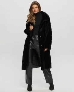 Reversible Merino Shearling Lamb Chevron Short Coat