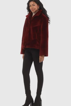 Reversible Merino Shearling Lamb Chevron Jacket With Horizontal Bottom