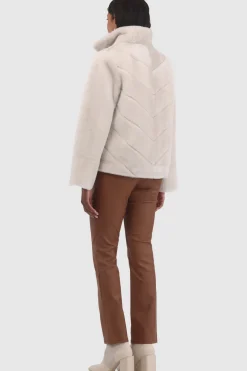 Reversible Merino Shearling Lamb Chevron Jacket With Horizontal Bottom