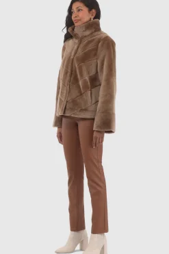 Reversible Merino Shearling Lamb Chevron Jacket With Horizontal Bottom