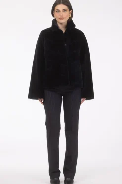 Reversible Merino Shearling Lamb Chevron Jacket With Horizontal Bottom