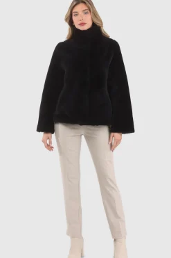 Reversible Merino Shearling Lamb Chevron Jacket With Horizontal Bottom