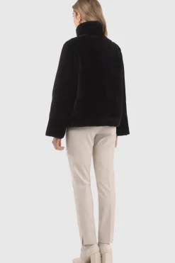 Reversible Merino Shearling Lamb Chevron Jacket With Horizontal Bottom