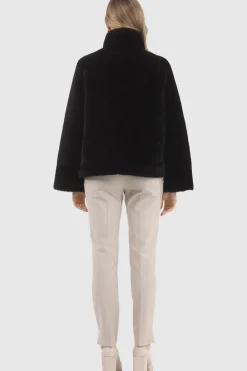 Reversible Merino Shearling Lamb Chevron Jacket With Horizontal Bottom