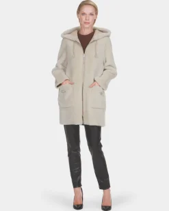 Reversible Merino Shearling Lamb Parka With Embellishment