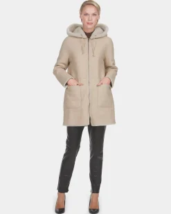 Reversible Merino Shearling Lamb Parka With Embellishment