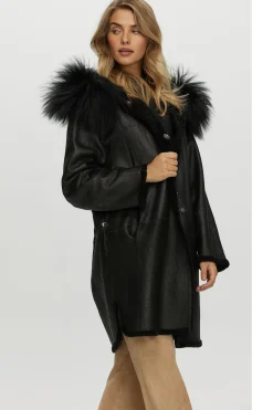 Reversible New Zealand Shearling Lamb Stroller With Select Mongolian Lamb Hood Trim