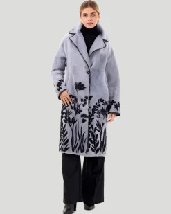 Reversible Select Shearling Lamb Short Coat With Floral Embroidery
