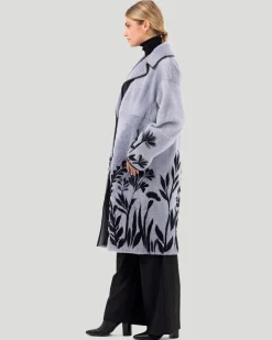 Reversible Select Shearling Lamb Short Coat With Floral Embroidery