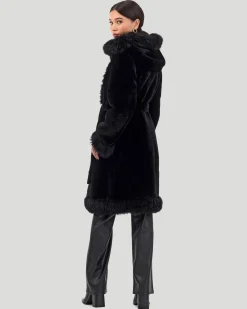 Reversible Select Shearling Lamb Parka With Long Hair Merino Trim And Belt
