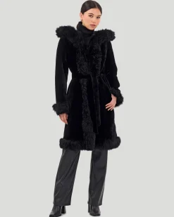 Reversible Select Shearling Lamb Parka With Long Hair Merino Trim And Belt