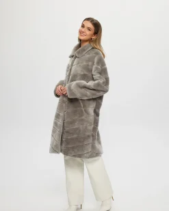 Reversible Select Shearling Lamb Chevron Short Coat