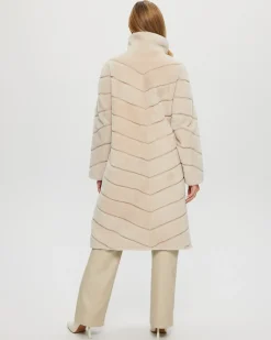 Reversible Select Shearling Lamb Chevron Short Coat