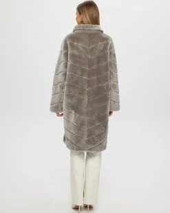 Reversible Select Shearling Lamb Chevron Short Coat