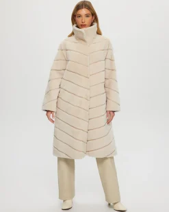 Reversible Select Shearling Lamb Chevron Short Coat