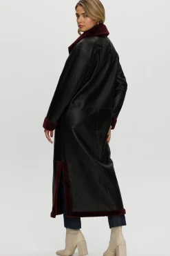 Reversible Select Shearling Lamb Coat With Side Slits And Belt