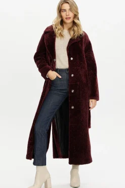 Reversible Select Shearling Lamb Coat With Side Slits And Belt