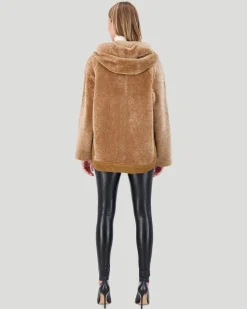 Reversible Select Shearling Lamb Zip Parka With Ribbed Hem