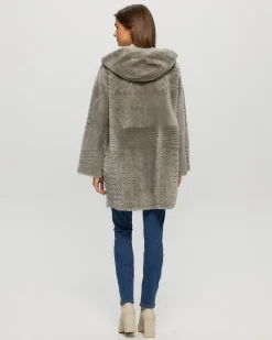 Reversible Select Shearling Lamb Parka With Grooved Pattern