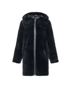 Reversible Select Shearling Lamb Parka With Grooved Pattern
