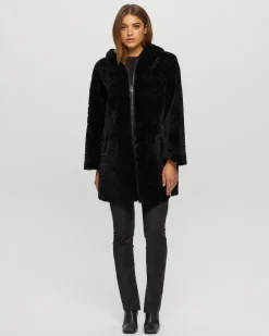 Reversible Select Shearling Lamb Parka With Grooved Pattern