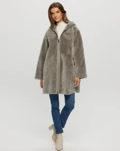 Reversible Select Shearling Lamb Parka With Grooved Pattern