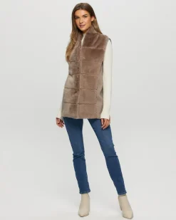 Reversible Select Shearling Lamb Vest With Cashmere & Wool Back And Belt