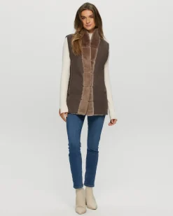 Reversible Select Shearling Lamb Vest With Cashmere & Wool Back And Belt